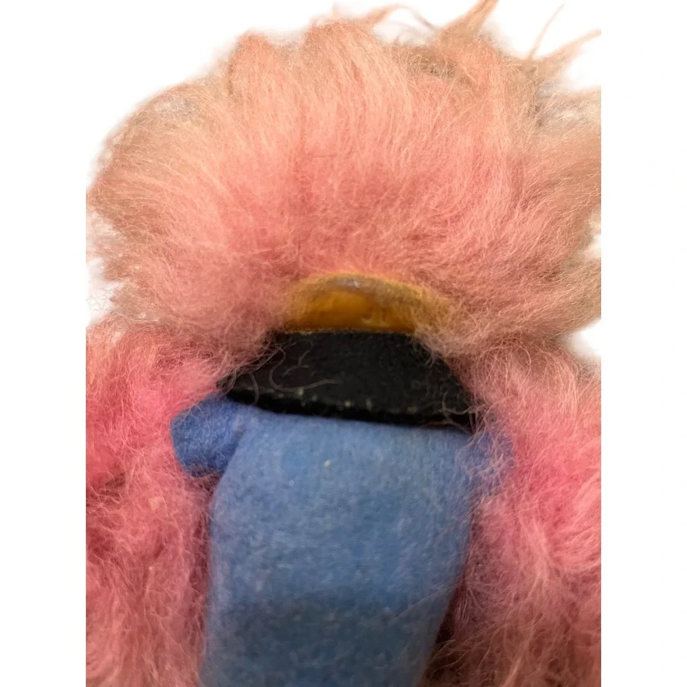 Vintage Scandia House Troll Doll Pink Shaggy Plush Blue Body Vinyl Face Denmark